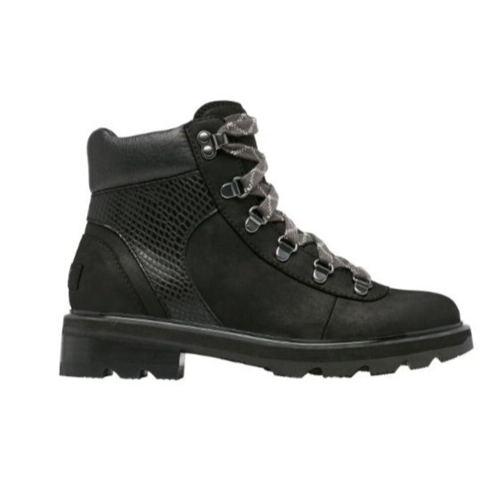 Sorel Womens Lennox Hiker STKD Waterproof Boot Black Warp‎ Red Size 9.5